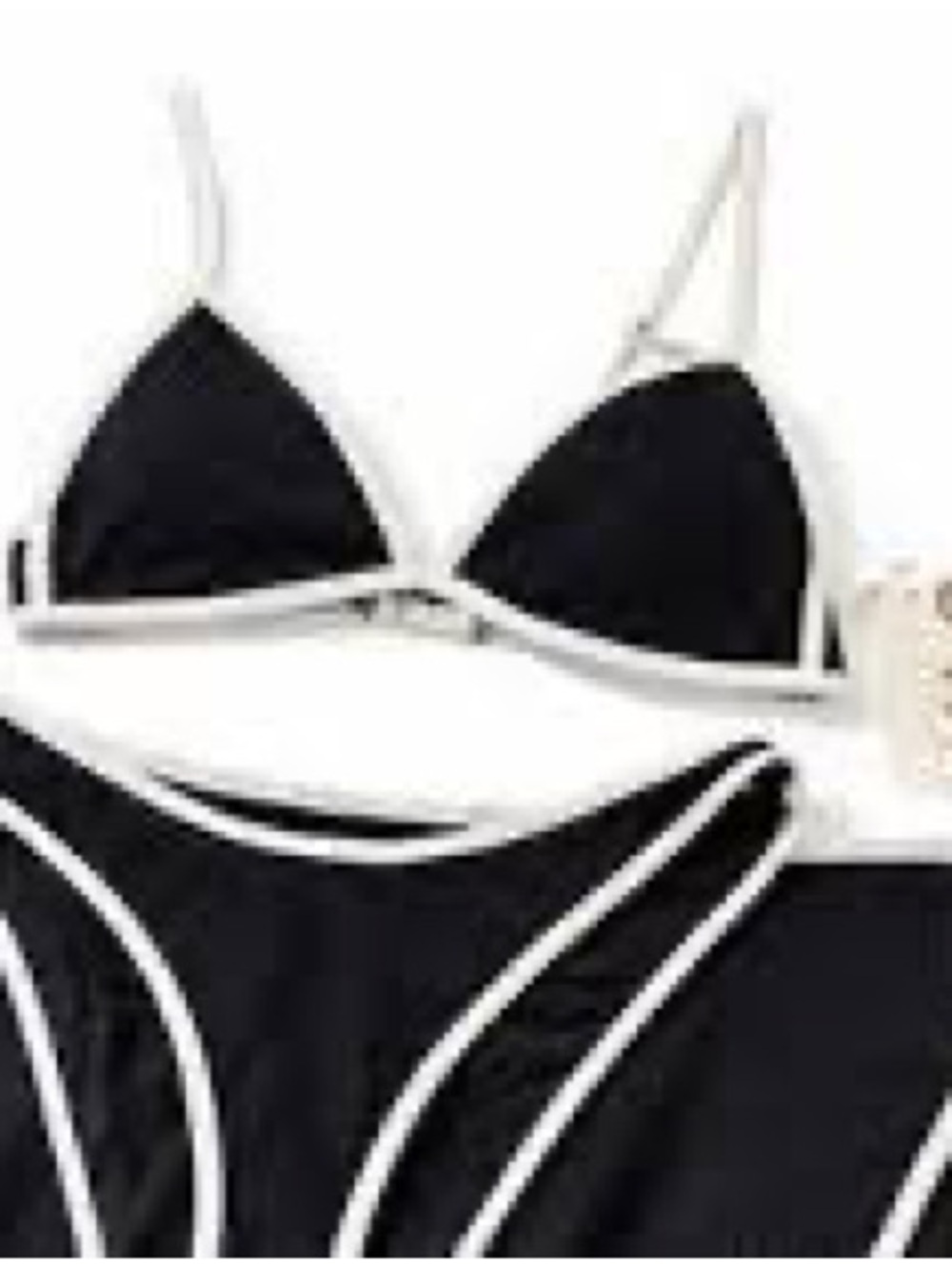 Black Triangle Swim Bra with White Trim - Women Swim Bra - Picture 2 of 3